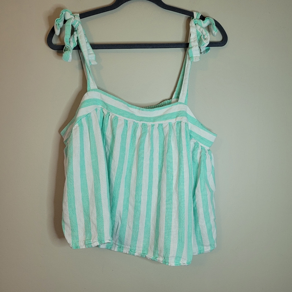 Stoney Clover for Target Mint and White Striped Linen Blend Tie Strap Ta…